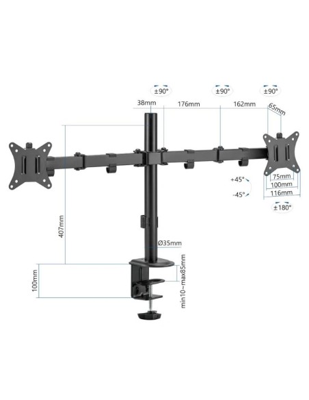 iggual SPM02 Soporte pinza 2 monitores 17"-32"
