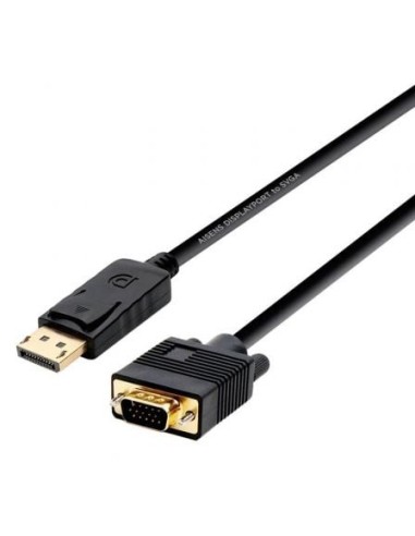 Cable Conversor Aisens A125-0365/ DisplayPort Macho - VGA Macho/ Hasta 5W/ 2300Mbps/ 2m/ Negro