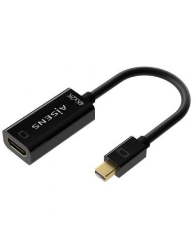 Cable Conversor Aisens A125-0643/ Mini DisplayPort Macho - HDMI Hembra/ Hasta 5W/ 2300Mbps/ 15cm/ Negro