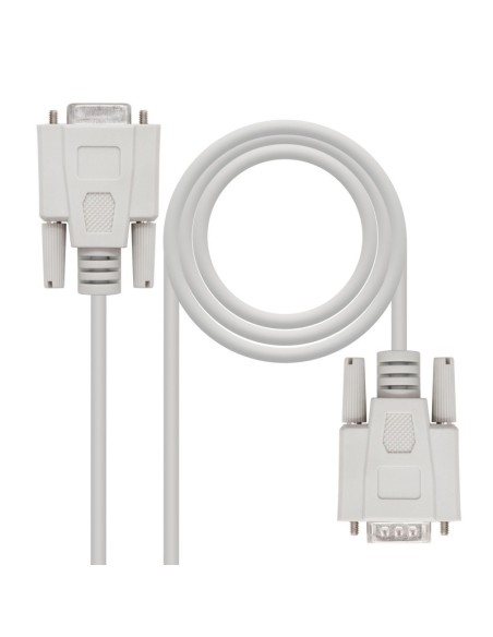 Nanocable Cable Serie RS232, DB9 M-H, Beige, 18m