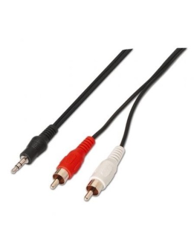 Cable Estéreo Aisens A128-0148/ Jack 3.5 Macho - 2x RCA Macho/ Hasta 0.1W/ 3m/ Negro