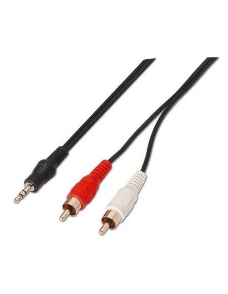 Cable Estéreo Aisens A128-0148/ Jack 3.5 Macho - 2x RCA Macho/ Hasta 0.1W/ 3m/ Negro