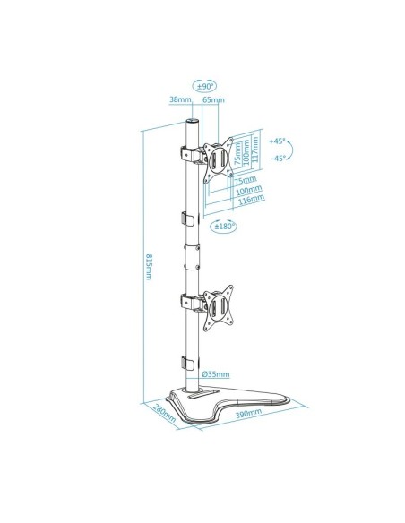 Tooq Soporte mesa DB1703TNV-B  2 brazos Vertical