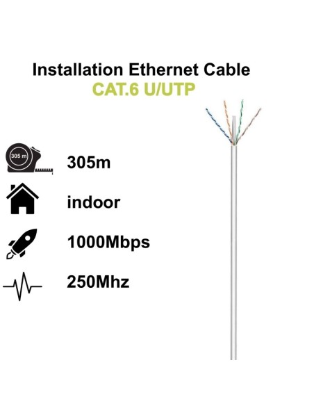 Ewent Bobina cable red Cat 6 U/UTP, PVC, 305mt