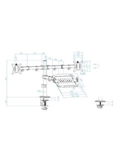 Tooq DB1202TN-B Soporte mesa 2 pantallas+ portatil 2