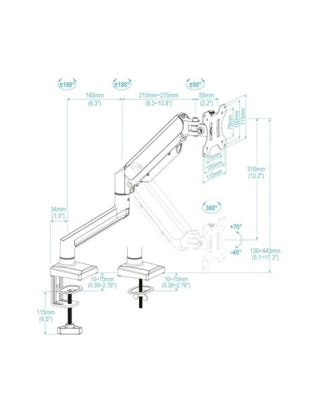Tooq Soporte mesa DB1334TNR-B 1 brazo 13-34"
