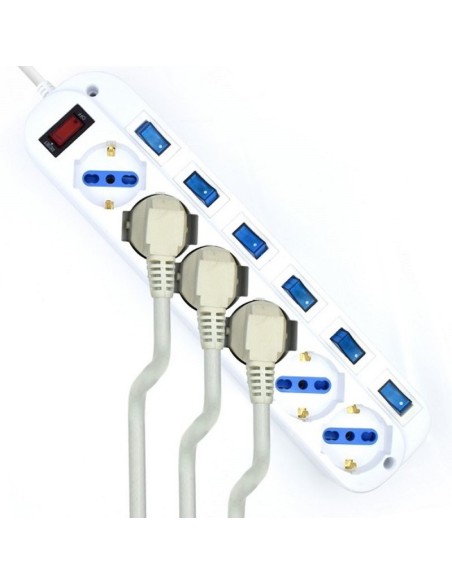 EWENT EW3932-5m Regleta 6 Tomas / 6 interruptor 5m