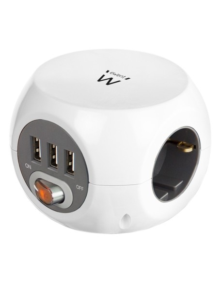 Ewent EW3939 REGLETA CUBO 3 TOMAS/3 USB BLANCO
