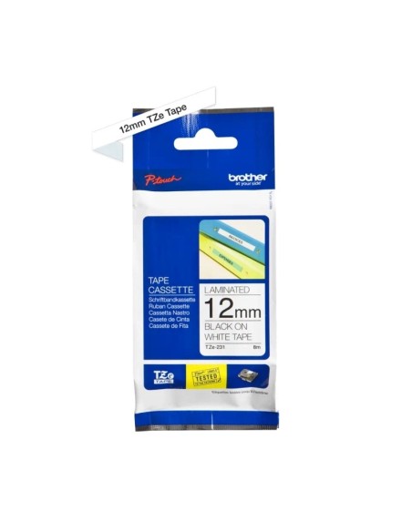 Brother Cinta Tze231 Texto Negro/Blanco 12mm