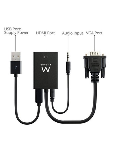 EWENT EW9866 Adaptador Vga/Hdmi con Audio