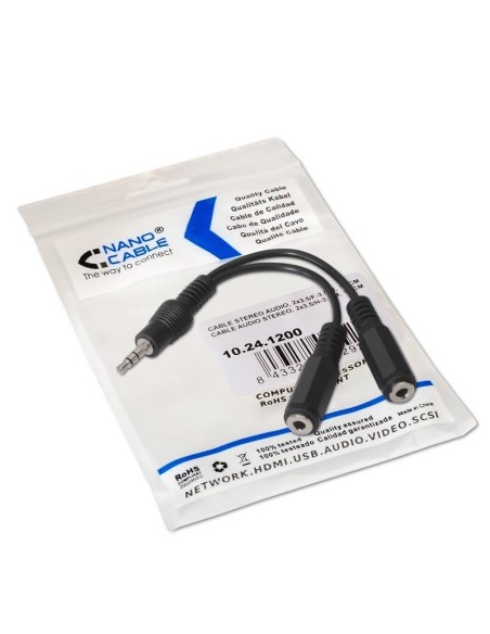 Nanocable Cable Audio Estéreo 2Jack 3'5H Jack 3'5M