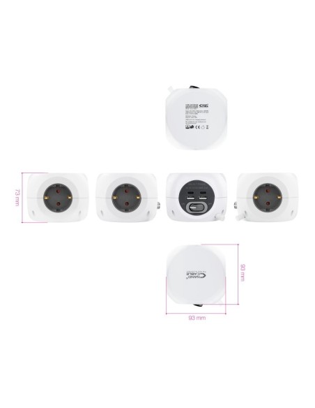 Nanocable Base de enchufes con 4 USB Blanco