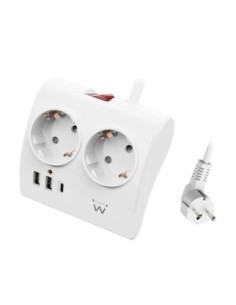 EWENT EW3870 Regleta 2  Shucko 2 Usb-A 1 Usb-C Bl. 2