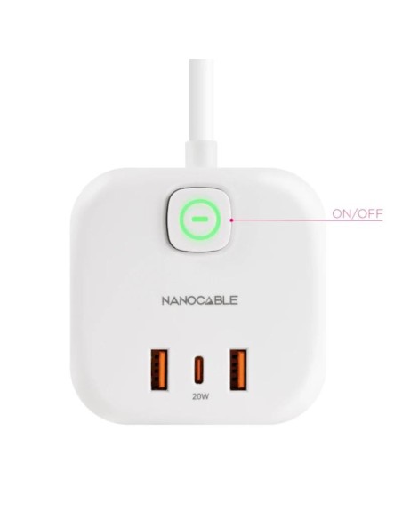 Nanocable Base de enchufe con 3 USB c/ interruptor