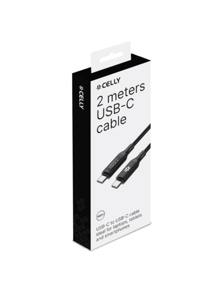 Celly Cable UsbC-UsbC2  2Mt Led BK 100w