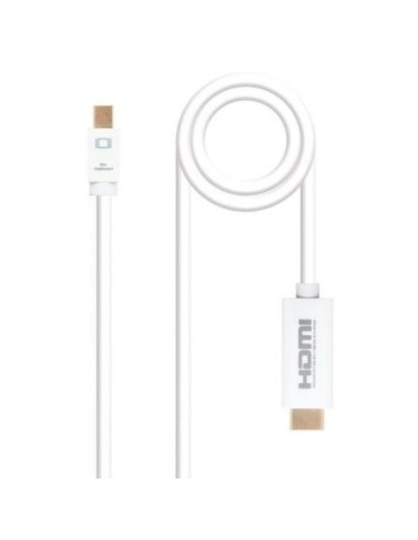 Cable Mini DisplayPort Nanocable 10.15.4002/ Mini DisplayPort Macho - HDMI Macho/ 2m/ Blanco