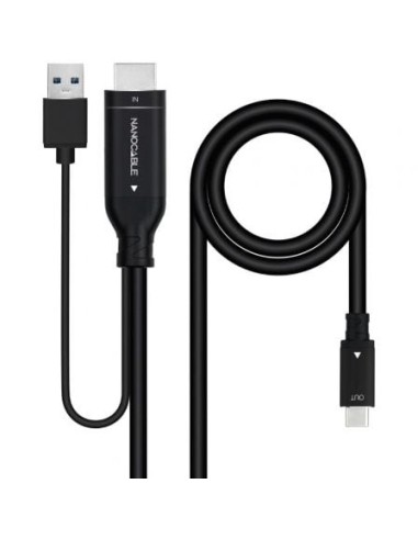 Cable HDMI Nanocable 10.15.4354/ HDMI Macho - USB Macho/ USB Tipo-C Macho/ 1.8m/ Negro