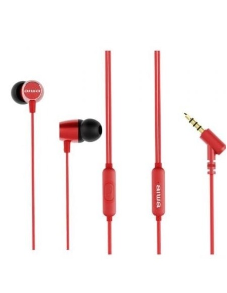 Auriculares Intrauditivos Aiwa ESTM-30RD/ con Micrófono/ Jack 3.5/ Rojos