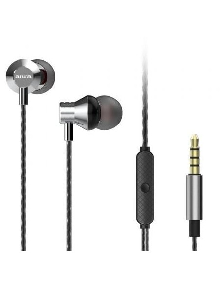 Auriculares Intrauditivos Aiwa ESTM-50SL/ con Micrófono/ Jack 3.5/ Plateados