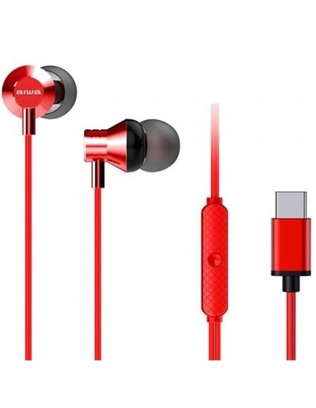 Auriculares Intrauditivos Aiwa ESTM-50USB-C/RD/ con Micrófono/ USB Tipo-C/ Rojos