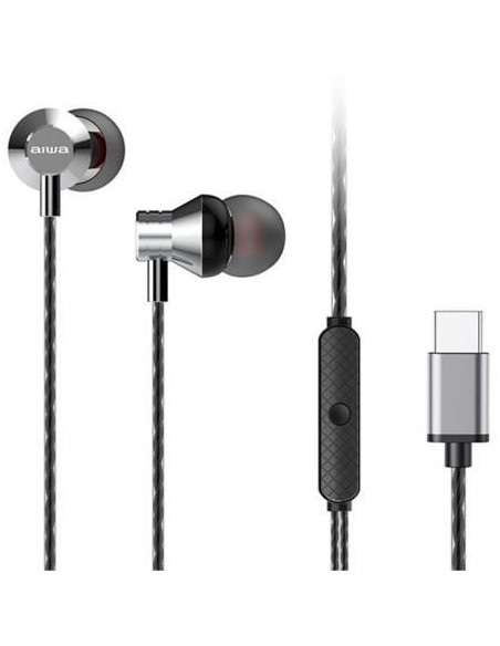 Auriculares Intrauditivos Aiwa ESTM-50USB-C/SL/ con Micrófono/ USB Tipo-C/ Plateados