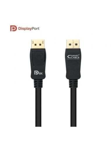 Cable DisplayPort 1.4 8K Nanocable 10.15.2501-L150/ DisplayPort Macho - DisplayPort Macho/ 1.5m/ Certificado/ Negro