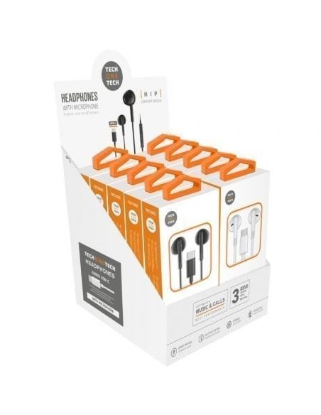 Expositor de Auriculares Tech One Tech EarTECH TEC1303/ con Micrófono/ USB Tipo-C/ Incluye 5 Auriculares Blancos y 5 Auriculares Negros