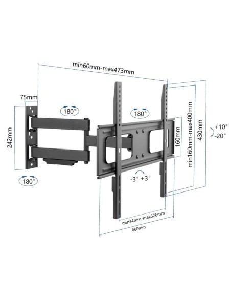 iggual SPTV13 Soporte TV pared Full 37-75" 50 kg