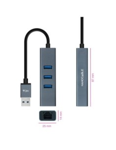 Nanocable Conversor USB 3'0 Ethernet + 3xUSB 3'0