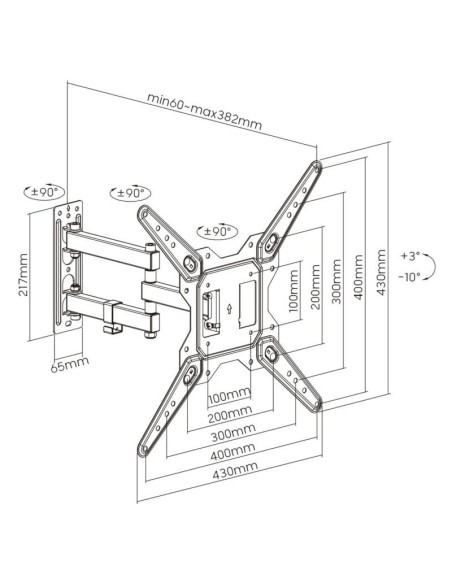 EWENT EW1525 Soporte pared TV ext 3 pivot 23-55"