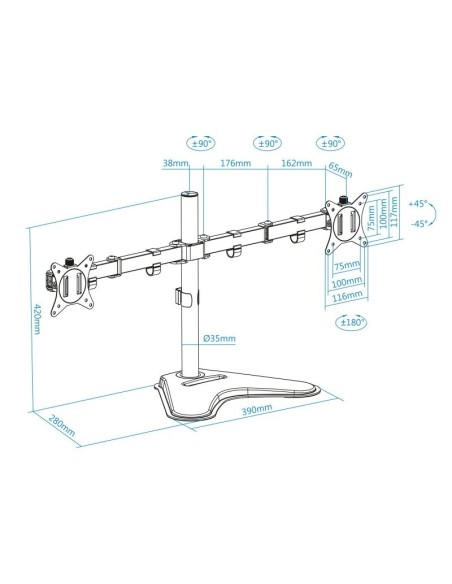 Tooq Soporte mesa DB1702TN-B 2 brazos 17-32"