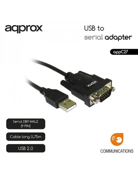approx APPC27 Adaptador USB A SERIE DB9M  0'75 M'