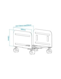 TooQ Soporte para CPU de SUELO con ruedas negro 2