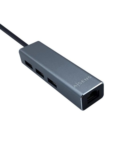 Aisens Conversor USB 3'0 Ethernet + 3 usb3'0 gris