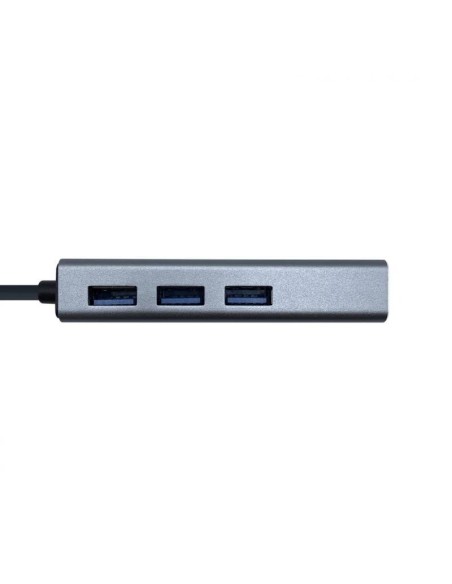 Aisens Conversor USB 3'0 Ethernet + 3 usb3'0 gris