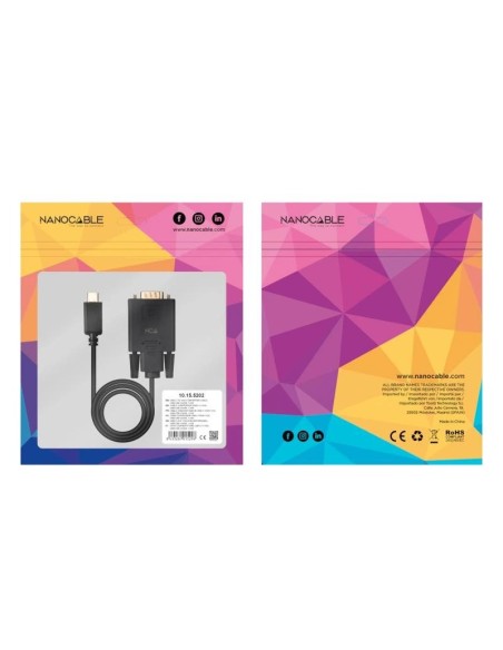 Nanocable Cable Conversor USB-C/M a VGA/M 1'8 M