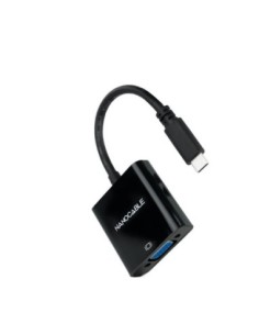 Nanocable Conversor USB-C/M a VGA/H Negro 10cm 2