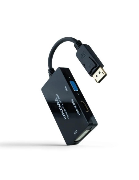 Nanocable Conversor DP a HDMI/DVI/VGA Negro 20 cm