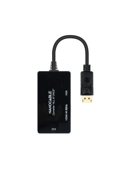 Nanocable Conversor DP a HDMI/DVI/VGA Negro 20 cm