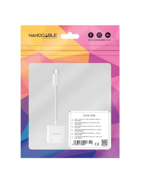 Nanocable Adaptador USB-C a Jack+USB-C/H PD 60W