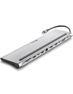 Docking USB Tipo-C NGS WonderDock12/ 3xUSB/ 2xHDMI/ 1xVGA/ 1xRJ45/ 1xLector de Tarjetas/ 1xJack 3.5/ 1xUSB Tipo-C PD/ Gris