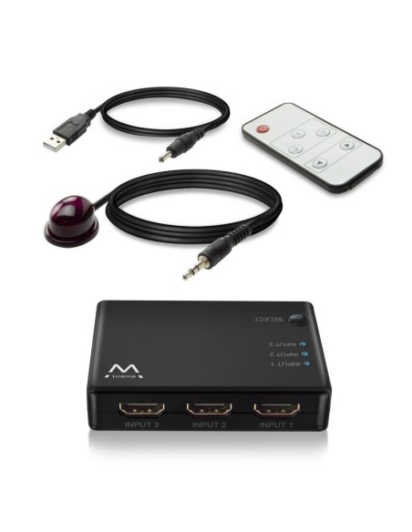 EWENT EW3730 Switch HDMI 4K 3x1con mando distancia