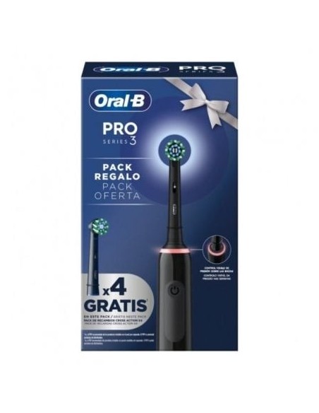 Cepillo Dental Braun Oral-B Series Pro 3 3000/ Incluye 4 Recambios/ Negro