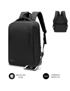 Mochila Subblim City Backpack para Portátiles hasta 15.6'/ Puerto USB/ Negra