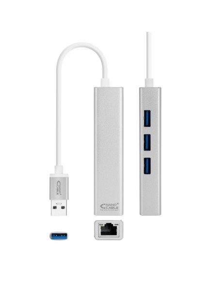 Nanocable Conversor USB 3.0 Ethernet + 3xUSB 3.0