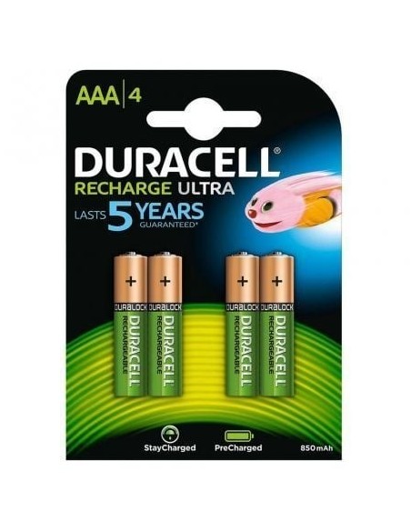 Pack de 4 Pilas AAA Duracell HR03-A/ 1.2V/ Recargables