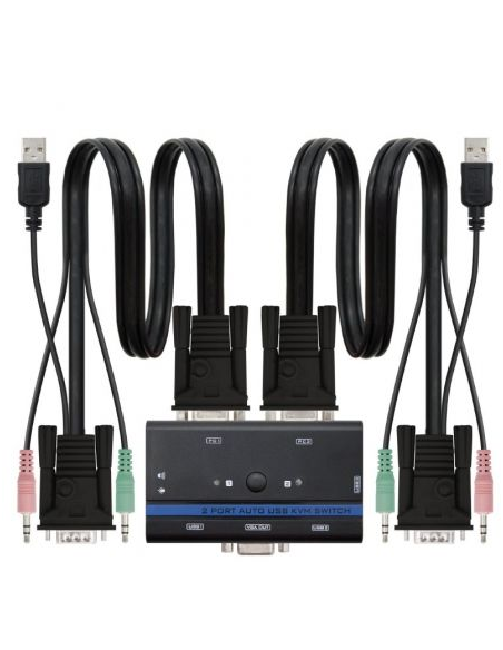 KVM Switch Nanocable 10.12.0001/ PC - CPU: 2 VGA + 2 USB + 4 JACK 3.5 / CONSOLA: 2 USB + VGA + 2 JACK 2.5/ 1.4m