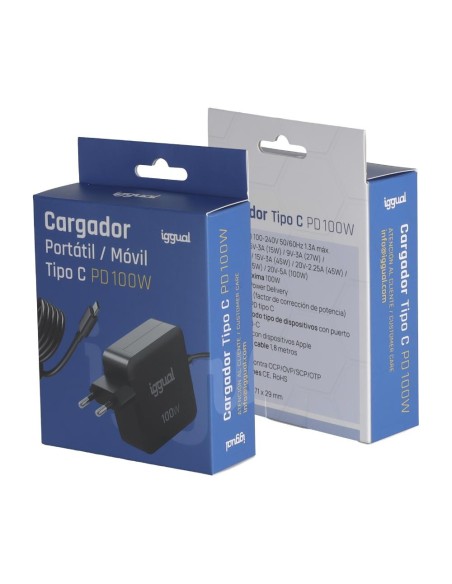 iggual Cargador portátil y móvil tipo C PD 100W
