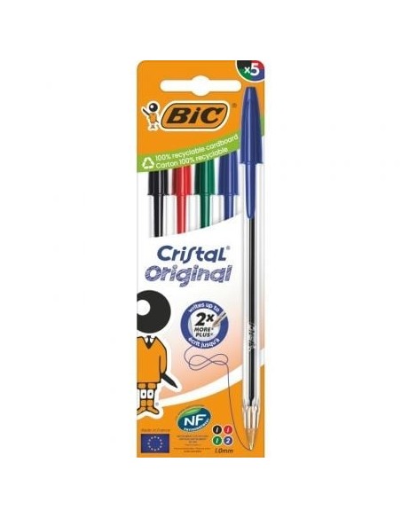 Bolígrafos de Tinta de Aceite Bic Cristal Original 516346/ 5 unidades/ Colores Surtidos
