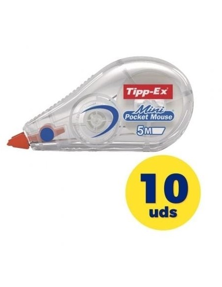 Caja de Correctores de Escritura en Cinta Bic Tipp-Ex Mini Pocket Mouse/ 5mm x 5m/ 10 unidades